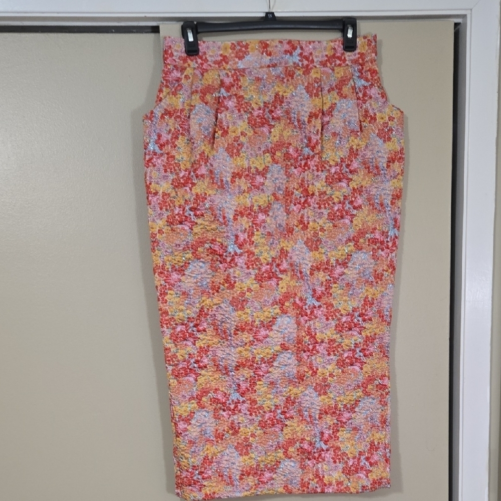 Lulus Multicolor Floral Midi Skirt Size XL